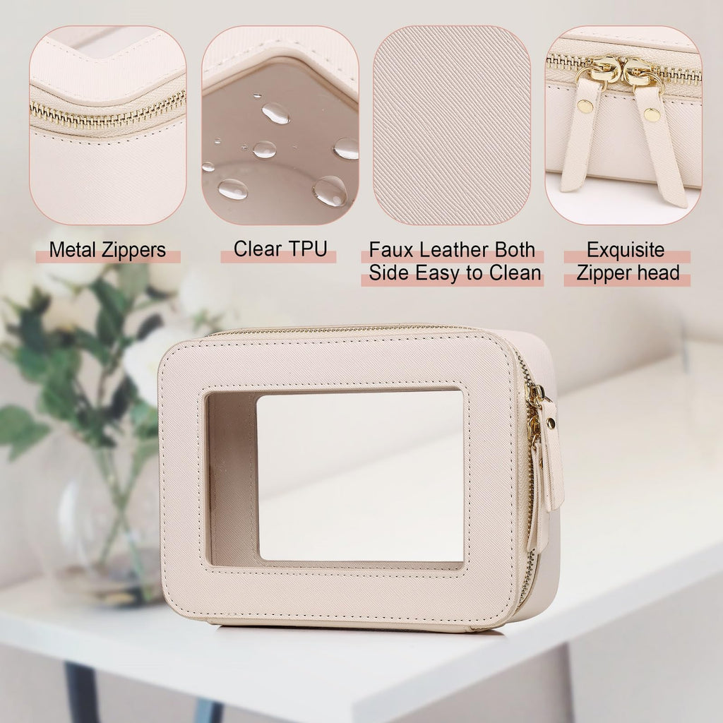 Pinkmik Clear Makeup Bag Travel Case Portable transparent Cosmetic Bag Clear Travel Toiletry Bag Skincare Bag Makeup Bag
