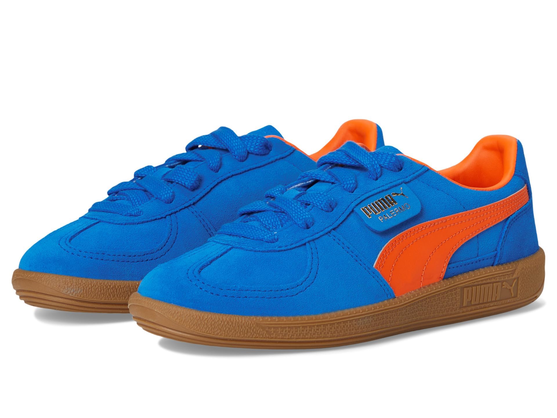 PUMA Palermo (Big Kid) Sneaker, Hyperlink Blue/Flame Flicker/Gum, 5 US Unisex
