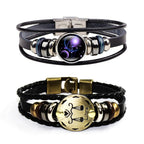 Dcfywl731 2Pcs Libra Zodiac Bracelets for Women 12 Constellations Multilayer Leather Bracelet Handmade Woven Zodiac Sign Wrap Wr