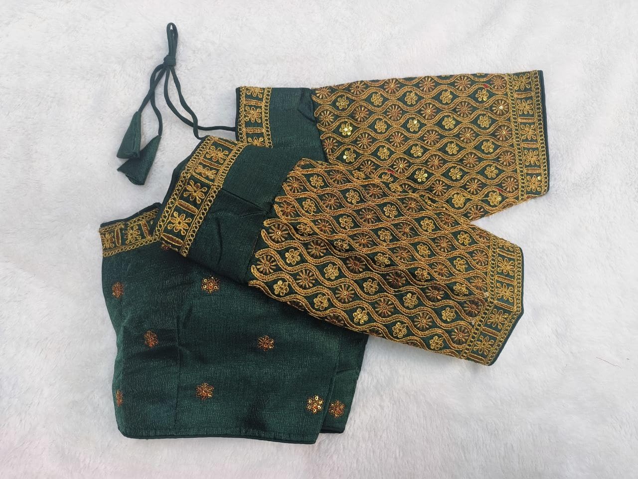 Pujia Mills WomenS Readymade Blouse Embroidery Multi Coding Gold Thread Indian Ethnic Designer Stitched Half Sleeve WomenS Rea