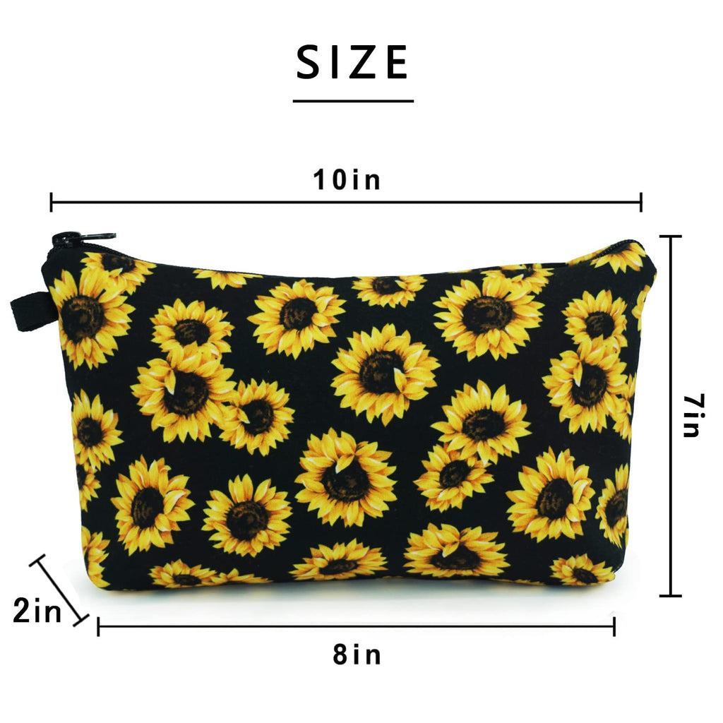 Cosmetic Bags for Women Small Sunflower Makeup Bag for Purse Travel Toiletry Bag Accessories Organizer Zipper Pouch Gift Idea Bl