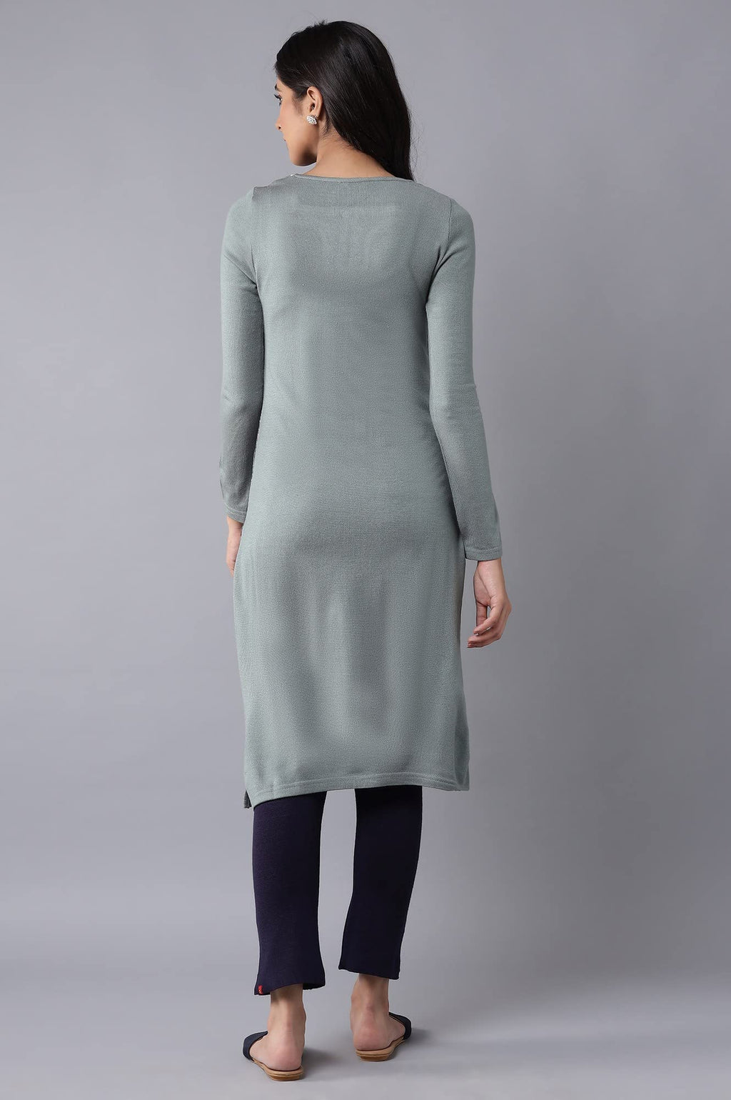 W For Woman Women Acrylic Regular Fit Light Embroidered A-Line Regular Kurta