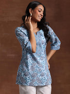 Libas WomenS Cotton Printed Straight Kurti (26858R Blue