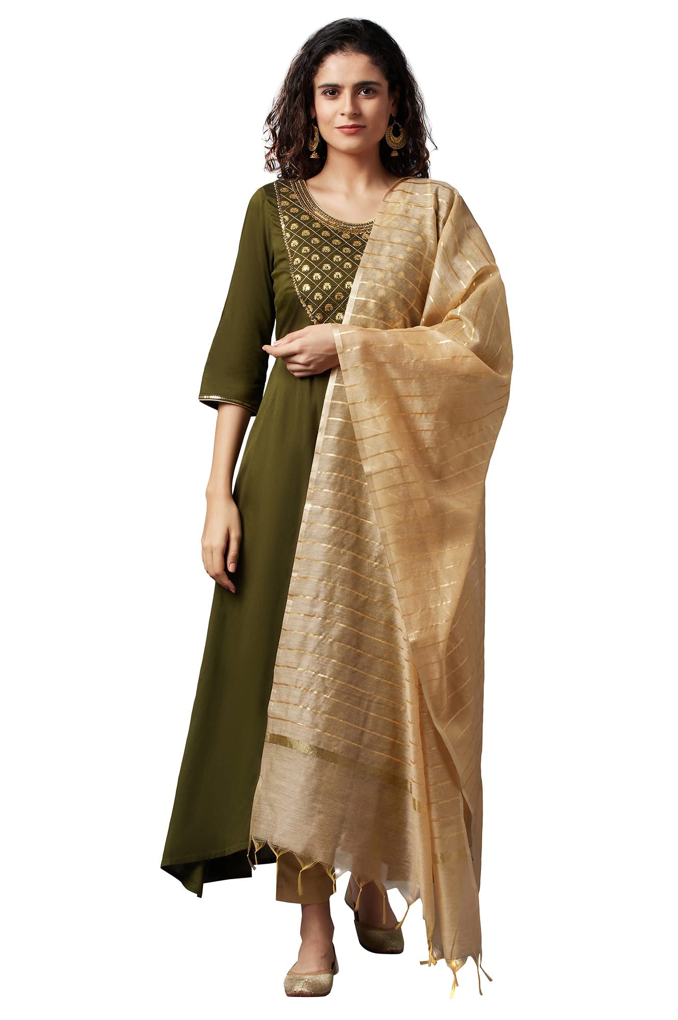 Aurelia Gold Ornamental Dupatta