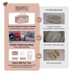 BOYATU Travel Makeup Bag for Women: Large Cosmetic Bag Set of 3 - Vegan Leather Make up Bag with Compartments - Compact Waterpro