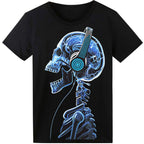 LED T Shirt Sound Activated Light Up Rave Shirts Glow in The Dark for Party Black