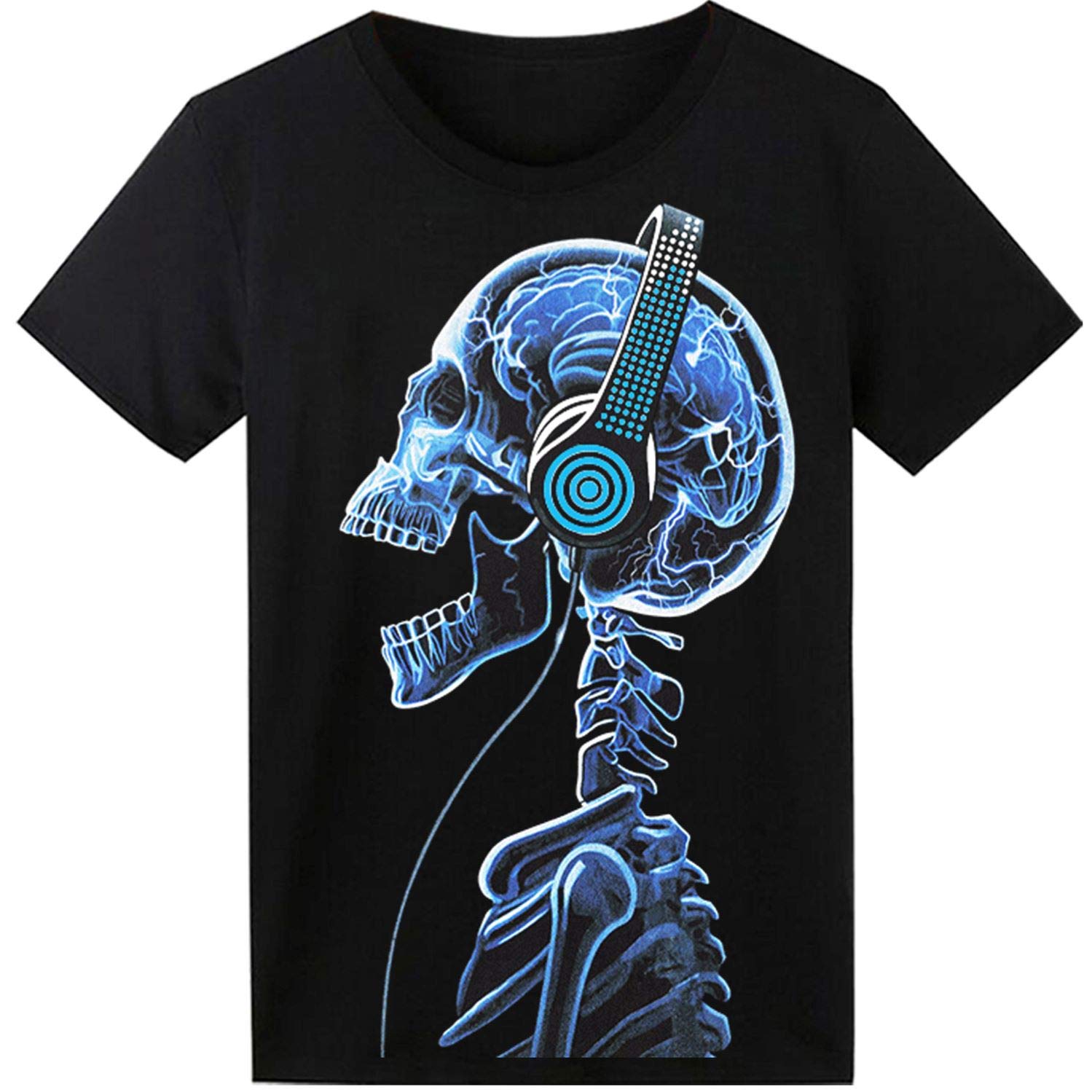 LED T Shirt Sound Activated Light Up Rave Shirts Glow in The Dark for Party Black