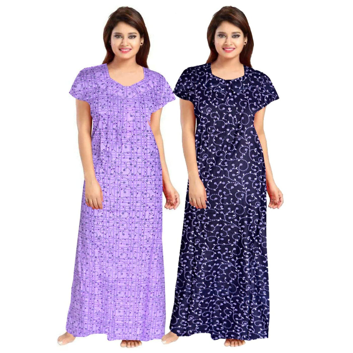 Gorangani WomenS Cotton Printed Full Length Maxi Maternity Wear Nighties Green,Blue