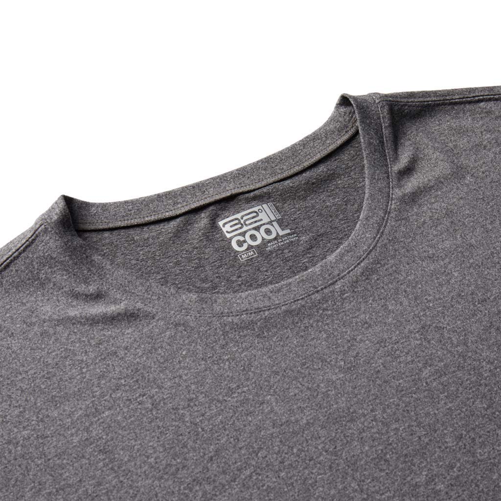 32 DEGREES Mens Cool Solid Crew Neck Tee Shirt, Dark Grey Heather, Size Medium