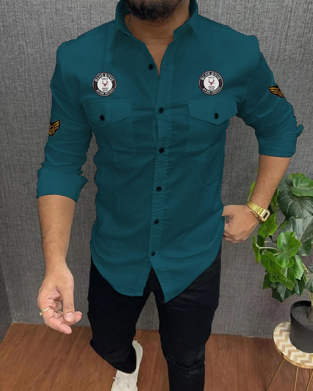 Kadiyu Double Pocket MenS Casual Fit Formal Shirt - Stylish And Comfortable Dress Shirt For Work And Everyday Wear