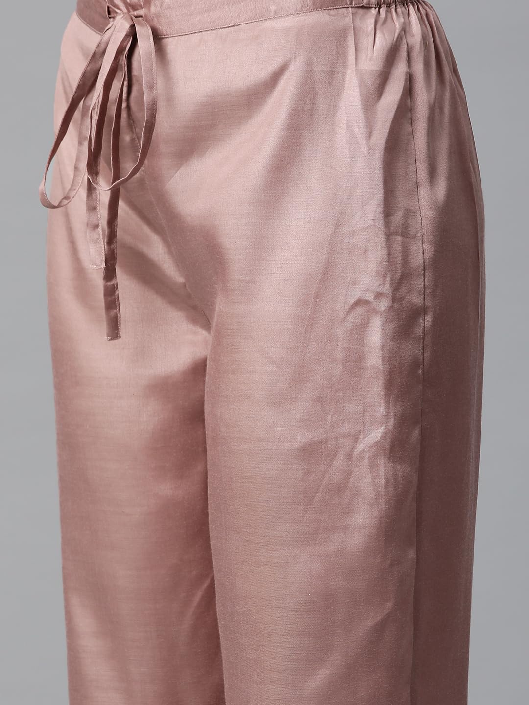 Ishin Silk Blend Embroidered Mauve Straight Kurta Suit Set With Trousers