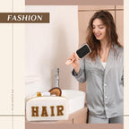 4 Pcs Preppy Makeup Bag Chenille Letter Nylon Cosmetic Bag Makeup Organizer Bag Toiletry Cosmetic Case Preppy Bag with Zipper St