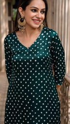 ANNI DESIGNER Ladies Rayon Printed Kurta with Trousers, green, XXL