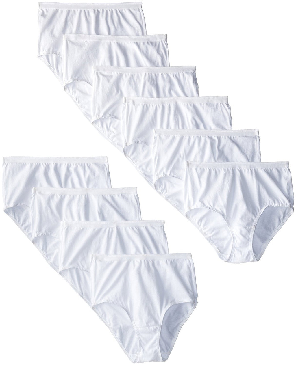 Fruit of the Loom Women's 10m pack Cotton Brief, White, 9