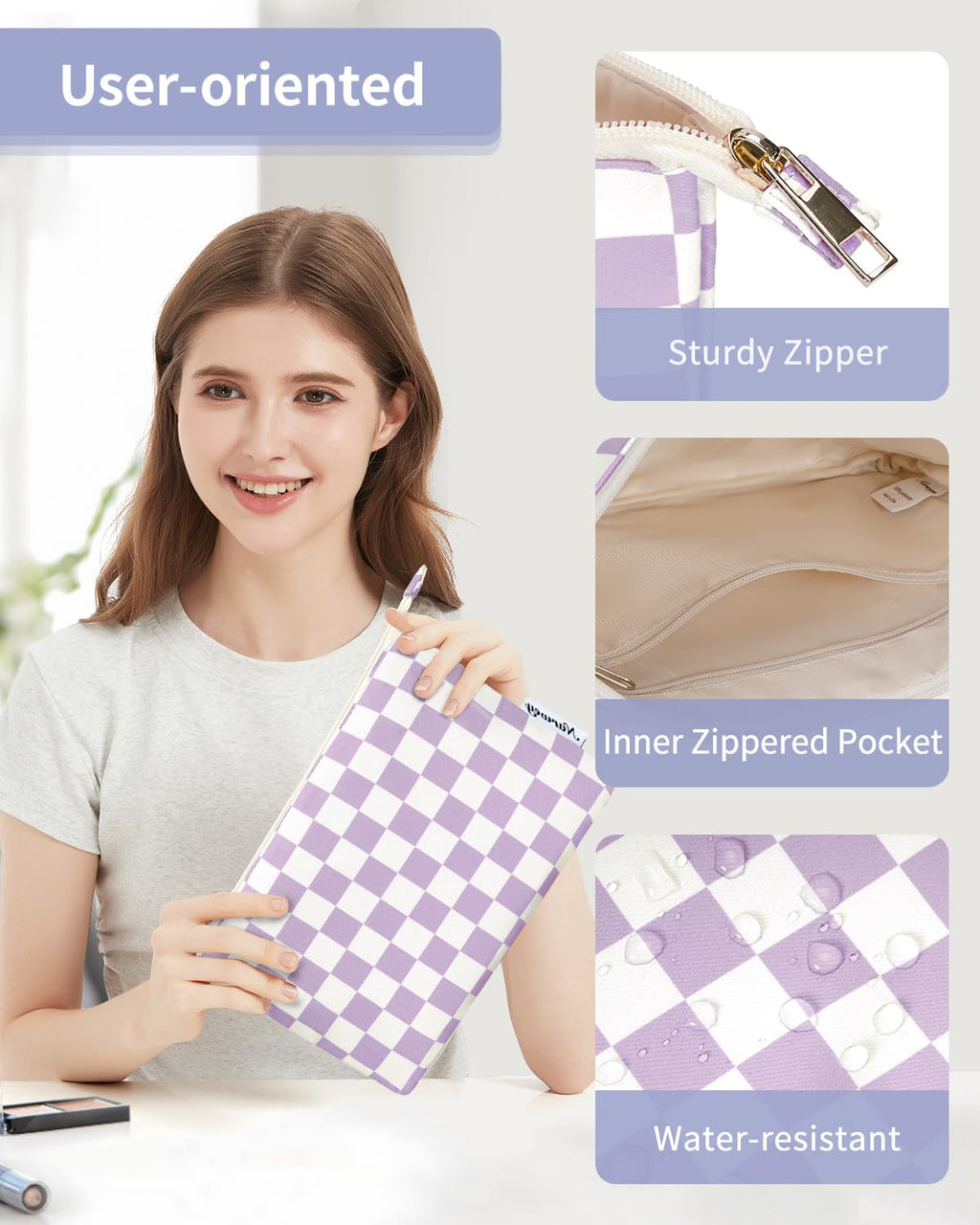 Narwey Small Makeup Bag for Purse Travel Makeup Pouch Cosmetic Bag Zipper Pouch Bags for Women