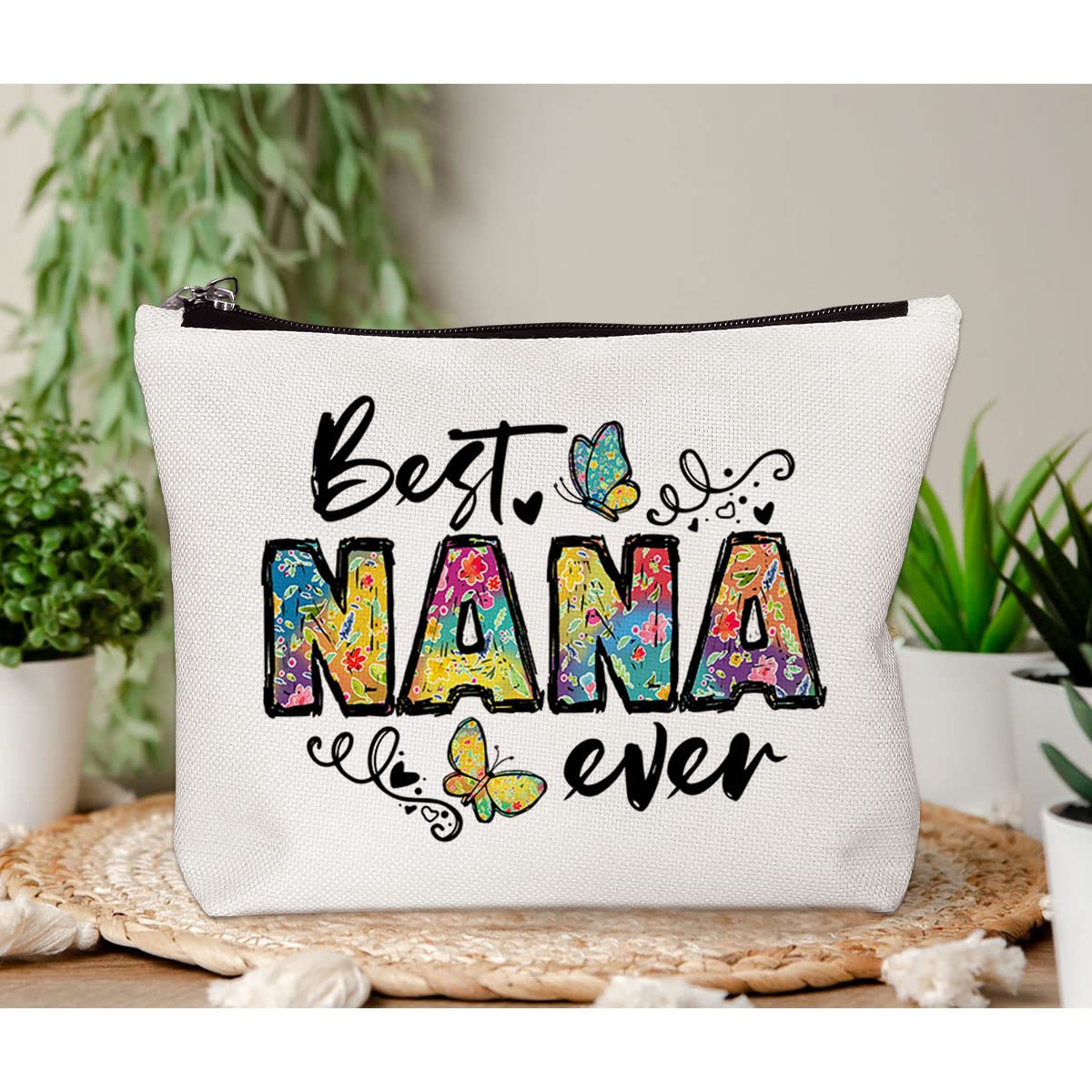 BiuNiuring Grandma Gift, Best Nana Ever Gift, Mother's Day Gift for Nana Mom Mother Grandmother, Makeup Bag