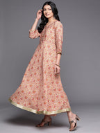 Libas WomenS Silk Fit And Flare Maxi Dress (26411_Peach