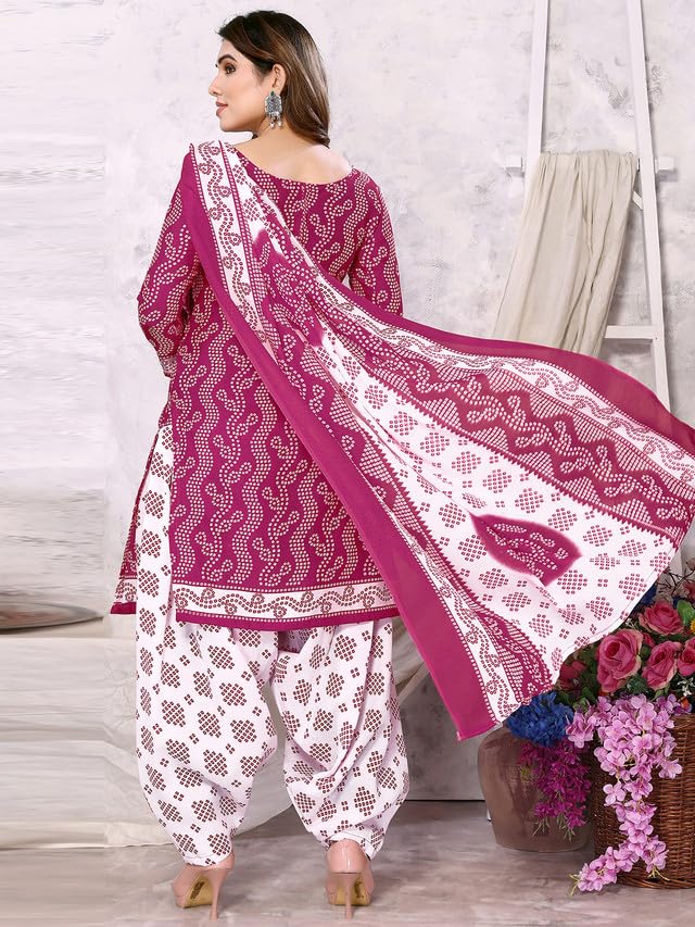 Satrani Womens Printed Poly Cotton Unstitched Dress Material