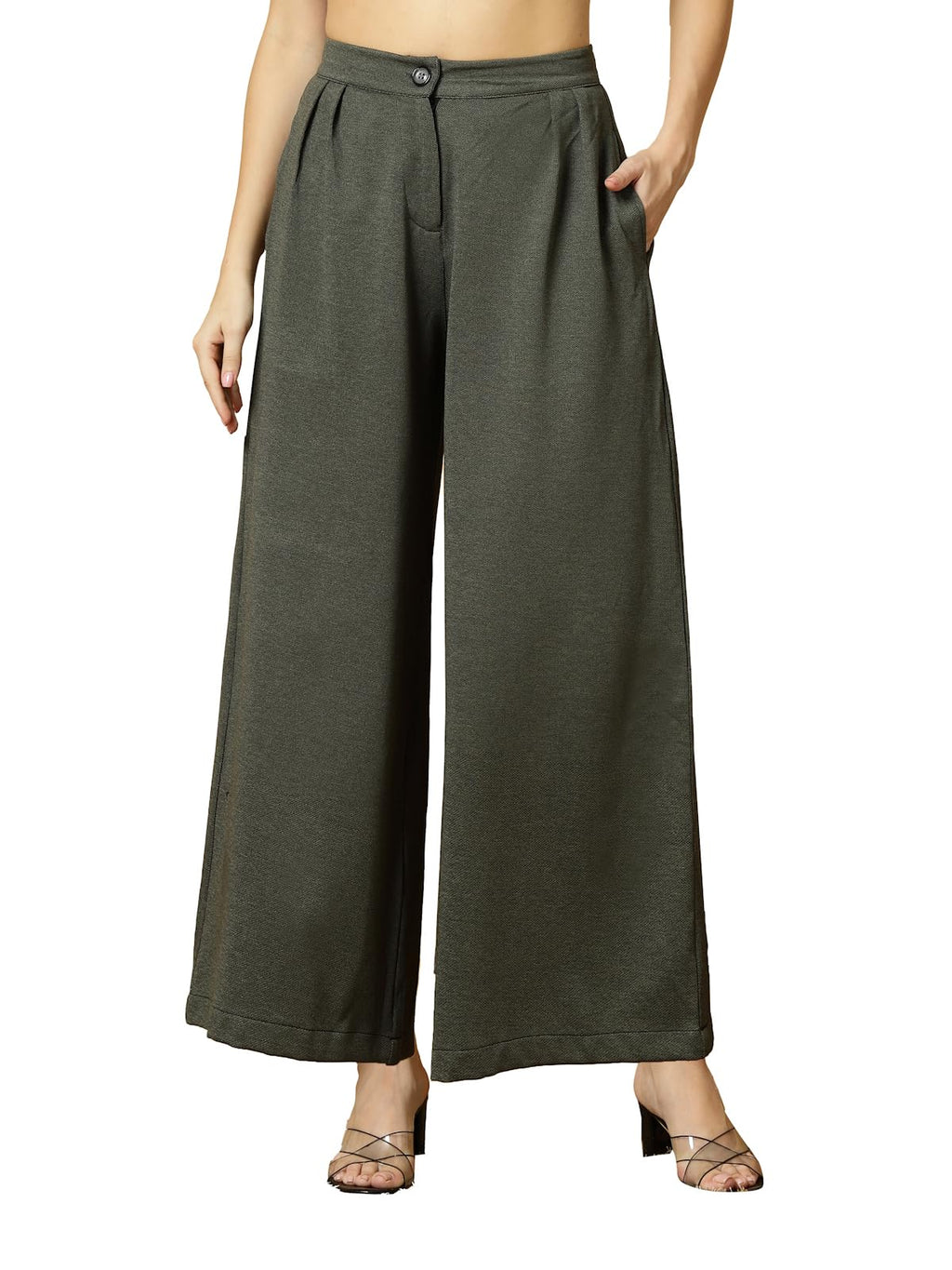OOMPH! Matty Wide Leg Pants|Flared Korean Style Formal Pants|Baggy and Loose Trouser for Girls and Women|Stylish Korean Trousers
