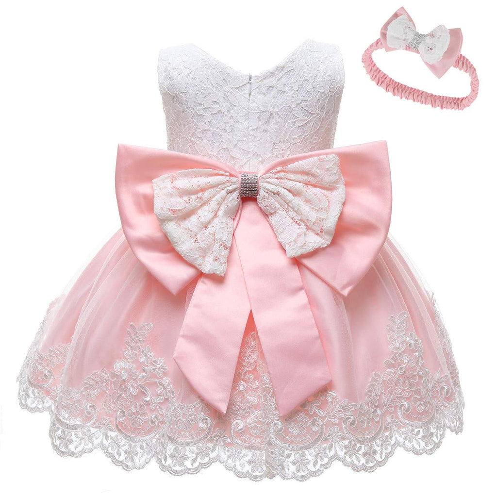 Baby Girls Christmas Pageant Lace Dresses Infant Easter Halloween Wedding Formal Event Dress (Pink01,24M)