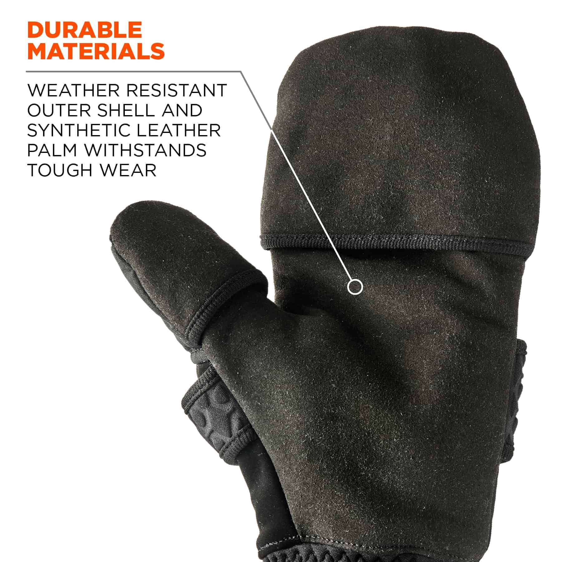 Fingerless Winter Work Glove with Flip Top Mitten, Thermal Fleece Lined, Ergodyne ProFlex 816