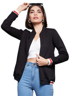 Miss Chase Womens Round Neck Full Sleeve Bomber Jacket (MCAW24JKT99-15-411-04, Ninja Black, M)