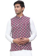 Jompers Mens Embroidered Viscose Rayon Nehru Jacket
