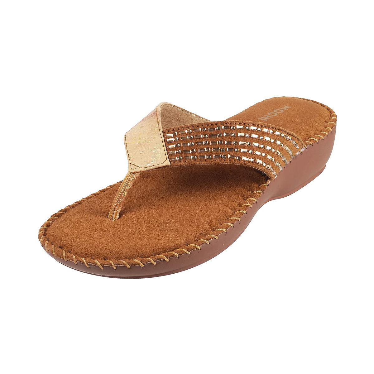 Mochi Womens Synthetic Antic Gold Slippers (Size (3 UK (36 EU)) 3-36