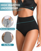 OUENZ Tummy Control Underwear Cotton High Waisted Panties Soft Breathable Full Coverage Ladies Postpartum Briefs Multi Pack