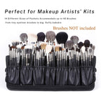Rownyeon Professional Makeup Brushes Organizer Bag Makeup Artist Cosmetic Case Leather Handbag Black Travel Portable(Only Bag)