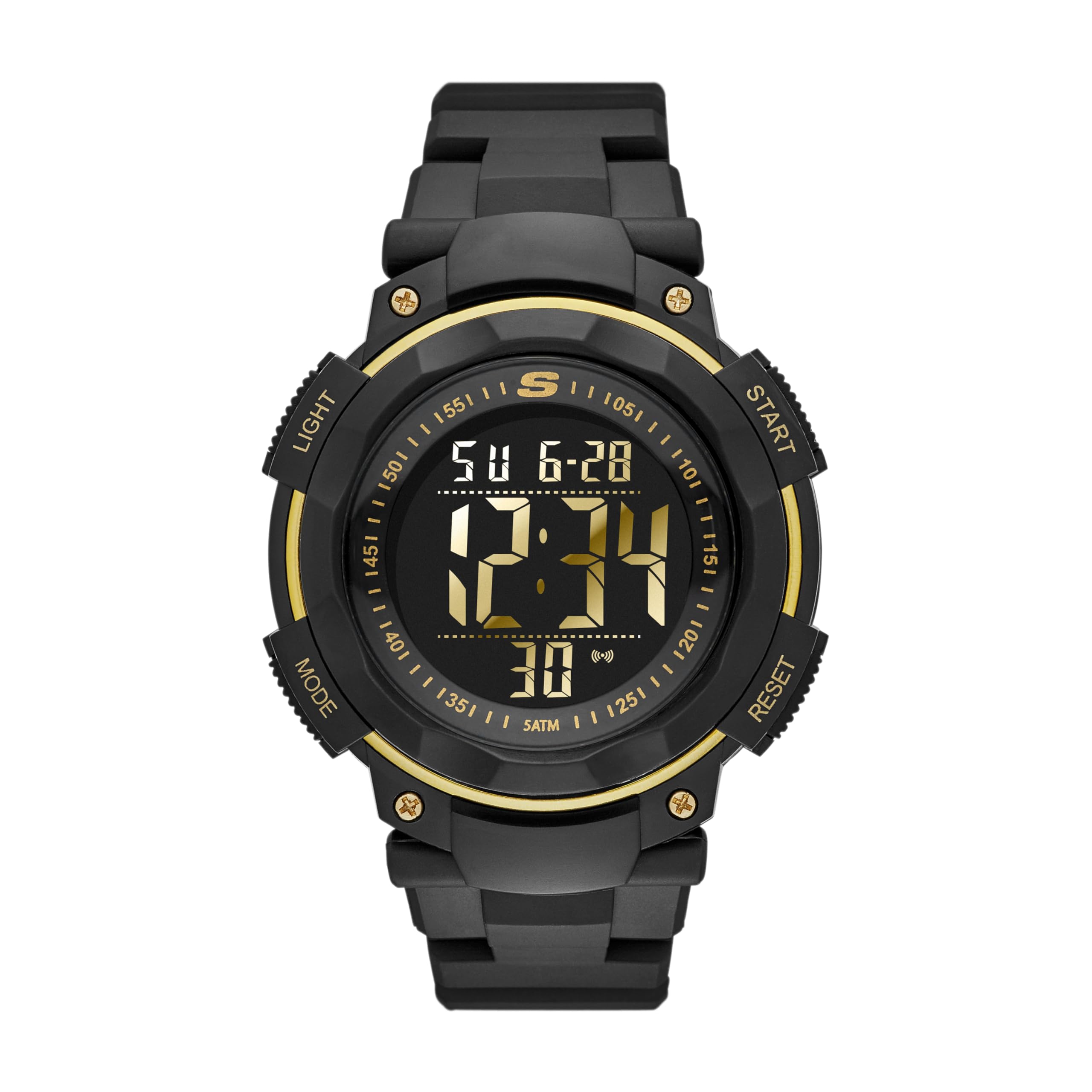 Skechers Men's Ruhland Digital Chronograph Watch, Color: Black/Gold (Model: SR1019)