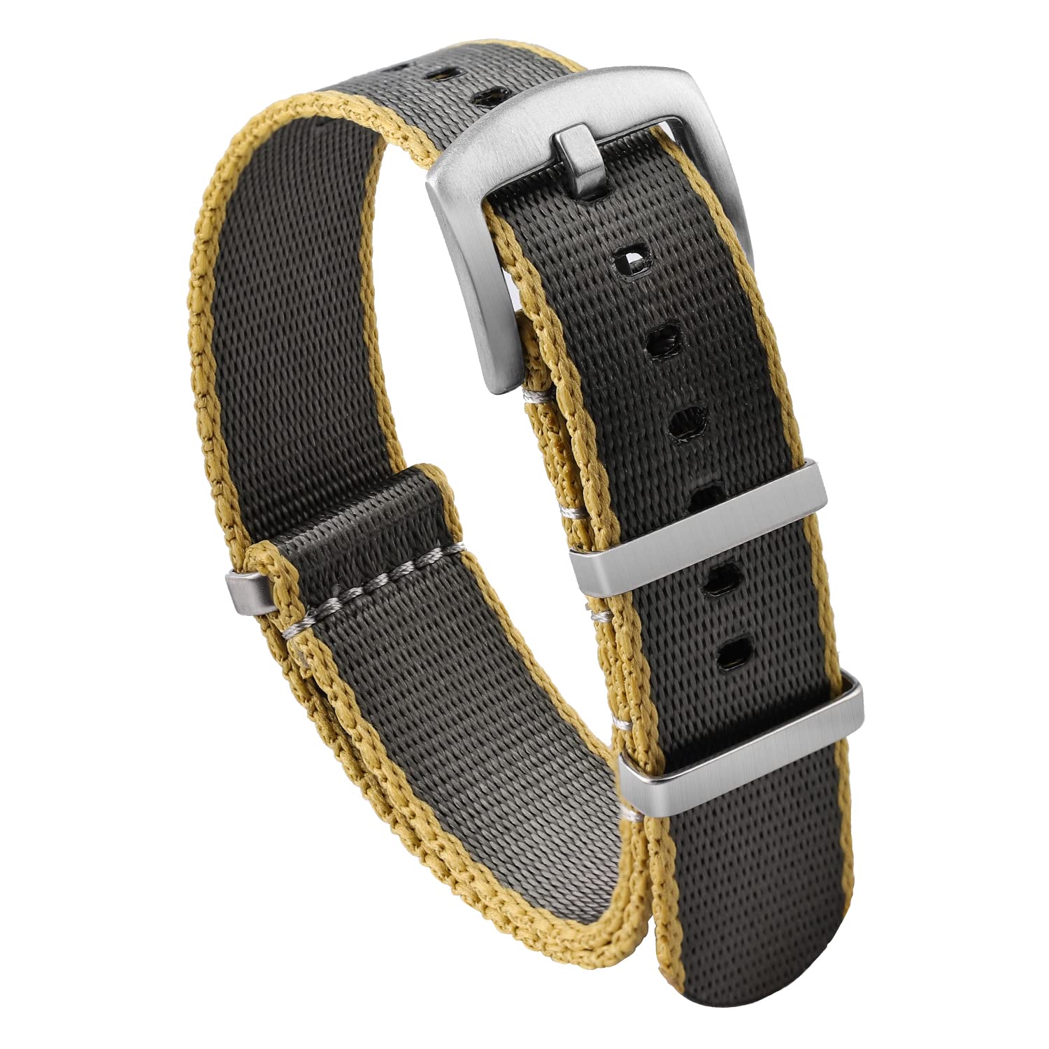 watchdives Nylon Watch Band 20mm 22mm Multicolor Replacement Watch Straps for Men Women (A8 Yellow Gray, 22mm)