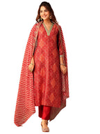 Libas WomenS Silk Blend Kurta Set (400720_Red