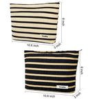 SOIDRAM 2 Pieces Makeup Bag Large Stripe Cosmetic Bag Capacity Canvas Travel Toiletry Bag Organizer Cute Makeup Brushes Aestheti