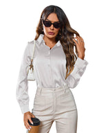 Indoprimo WomenS Solid Satin Casual Shirt | Stylish Western Long Sleeve Shirt For Women