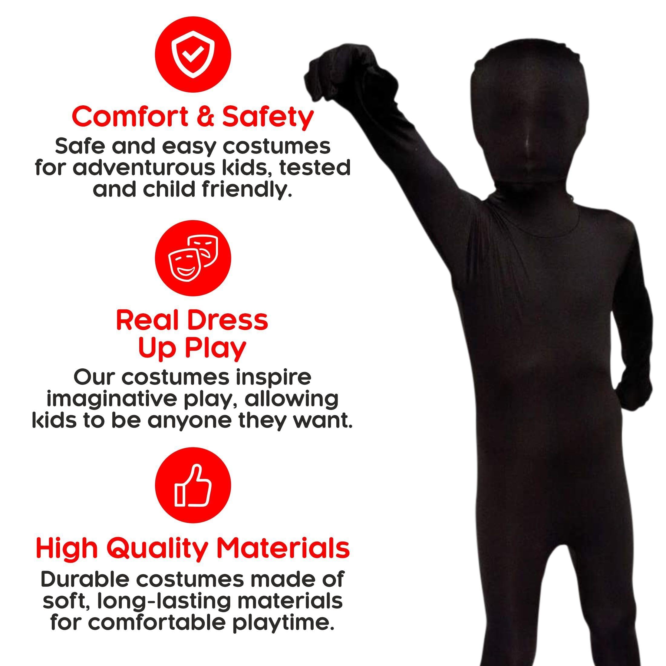 Morphsuits Kids Black Bodysuit Costume, Black Full Body Suit Halloween, All Black Costume Morph Suit Boys, Full Body Black Suit