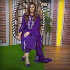 ANNI DESIGNER Womens Rayon Blend Embroidered Straight Fit Kurta with Pant & Dupatta (JAYASHUDA BEGANI_XXL_Begani_XX-Large)