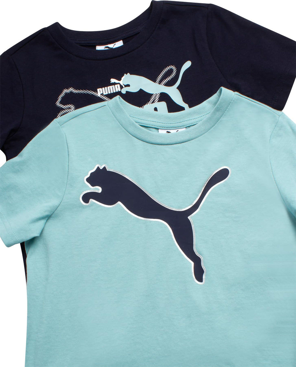 PUMA Boys' Short Set - 3 Piece Short Sleeve Graphic T-Shirts and Active Shorts Outfit Set for Boys (Sizes: 2T-7), Size 4, Mint/N