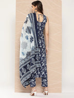 ANNI DESIGNER Womens Rayon Floral Straight Kurta Set with Pant & Dupatta (Ball-Blue Medium)