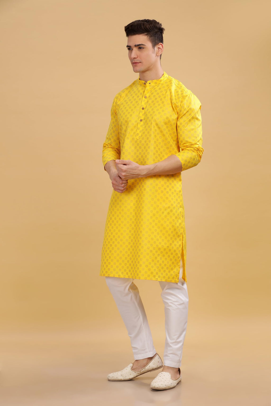 Be Active MenS Cotton Regular Kurta (C-399-1_Yellow-2