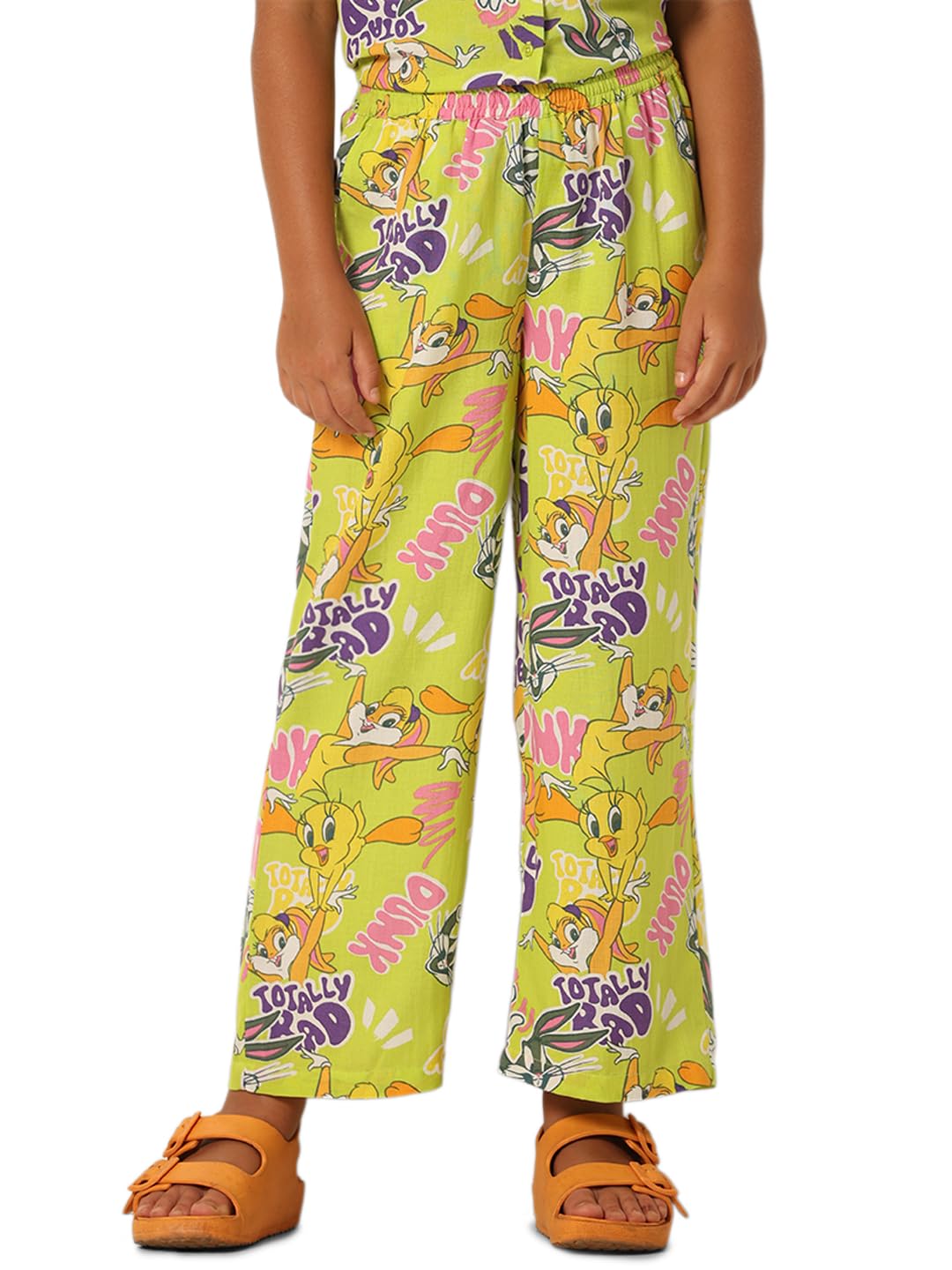 Vero Moda Girls Printed Ankle Length Mid Rise Green Regular Pants