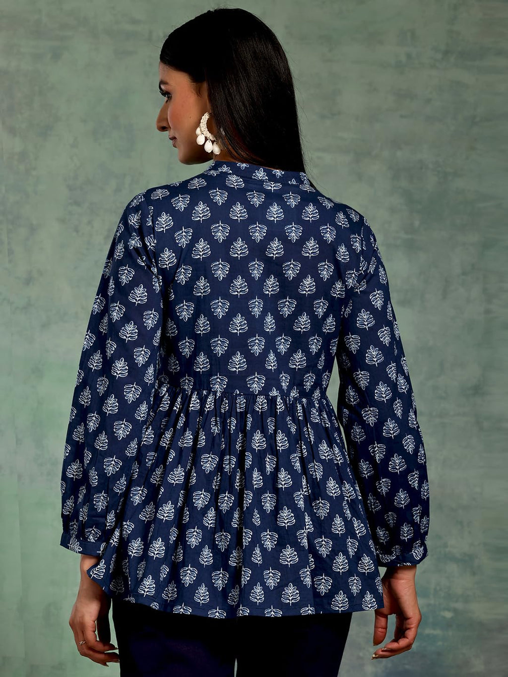 Libas WomenS Yoke Design A-Line Kurtis (26574_Blue
