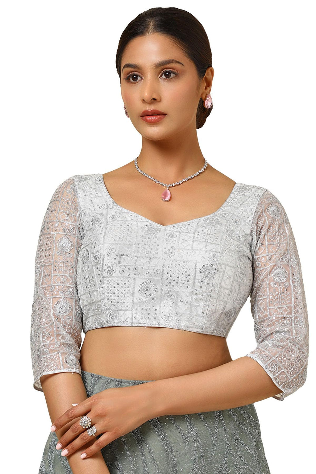 Soch Women Embellished Net Padded Blouse with Sequins