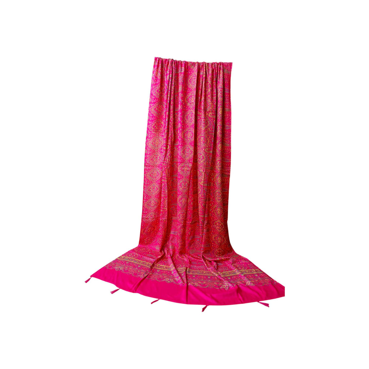 WomenS Hot Pink Ethnic Printed Cotton Scarf With Tassels  Soft Lightweight Dupatta/Stole/Shawl For All Occasions (Pack Of 1) 2