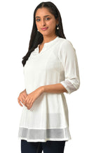 Aurelia Women White Rayon Texutured Kurti