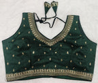 Pujia Mills WomenS Indian Ethnic Wear Designer Golden Zari Embroidery With Sequence Work V Neck Sleeveless Readymade Worked Sar