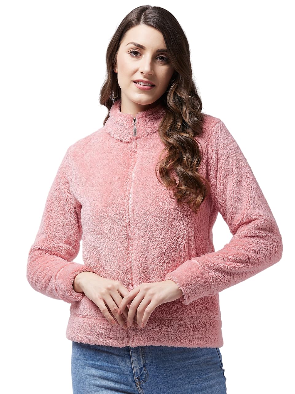 Modeve Women Solid Full Sleeve Jacket For Winter Jacket For Winter-Pink