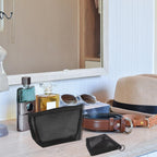 3 Pieces Mesh Cosmetic Bag, Makeup Bags, Zipper Pouch for Offices Travel Accessories, 3 Sizes (Black)