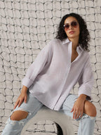 Hubberholme Women Striped Longline Length Oversized Long Sleeve Shirt