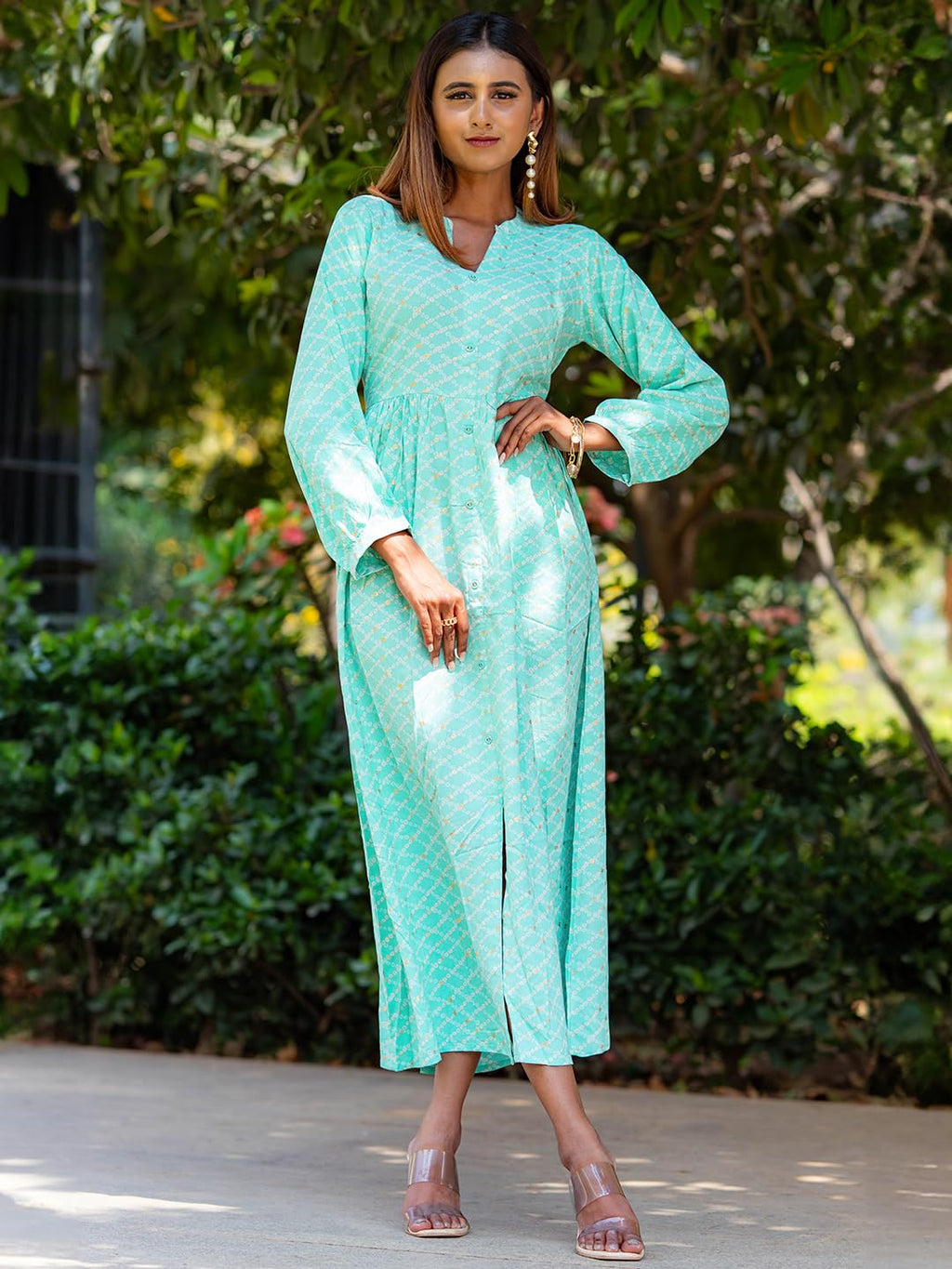 Libas WomenS Rayon Fit And Flare Maxi Dress (26425_Sea Green